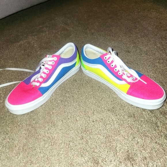 Vans Shoes Vans Old Skool Neon Colorblock Skate Shoe Pink Purple